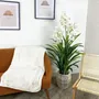 Floral decoration - Artificial cymbidium, 30 flowers, 60 leaves, white pot - ILARIA.I