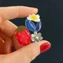Bijoux - BROCHE DELICE COULEUR ARGENT ROUGE - ILARIA.I
