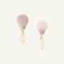 Bijoux - Boucles d'oreilles poussoir petit modèle pendant quartz rose oval - Spiaggia Rosa - ILARIA.I