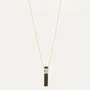 Bijoux - Collier long tube nacre & bois sur chaine dorée - Okawa - ILARIA.I
