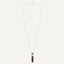 Bijoux - Collier long tube nacre & bois sur chaine dorée - Okawa - ILARIA.I