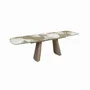 Tables Salle à Manger - Table à manger ovale extensible en forme de tonneau en marbre céramique et acier taupe métallisé - ILARIA.I