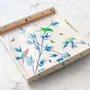 Poubelles pour salle de bain - Plateau carré en laque mauve " Jardin des merveilles" crème rosé - ILARIA.I