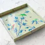 Poubelles pour salle de bain - Plateau carré en laque mauve " Jardin des merveilles" vert céladon - ILARIA.I
