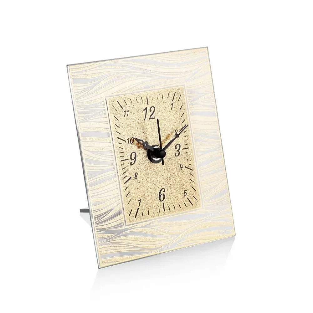 Design objects - Crystal table clock with gold leaf "The sea of life" - ASIATIDES