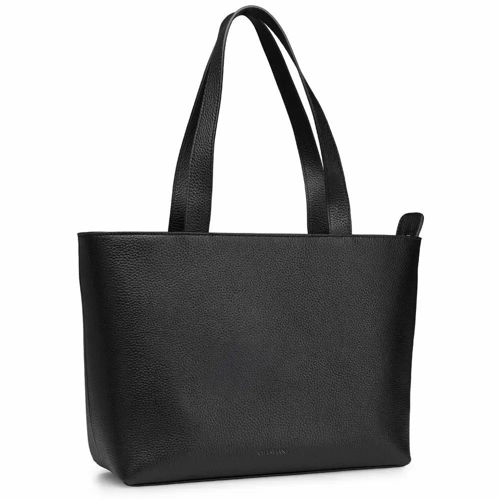 Design objects - Black genuine leather shopping bag - ASIATIDES