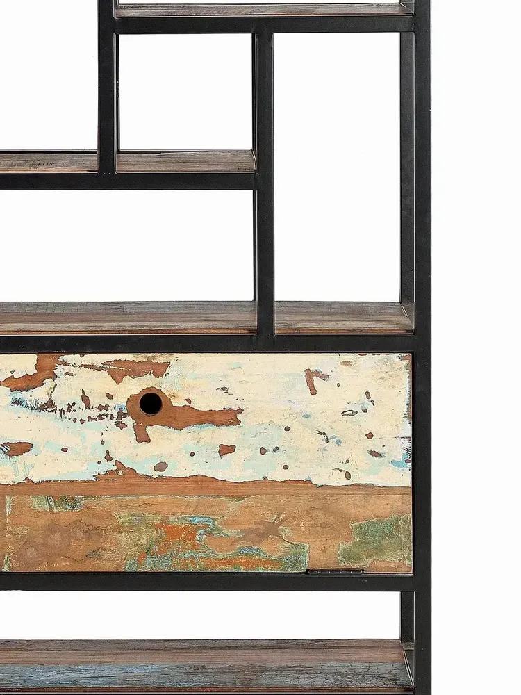 Shelves - Shelf in recycled wood and dark-colored metal - LES GAMBETTES MODIF TEST HBE 30/04