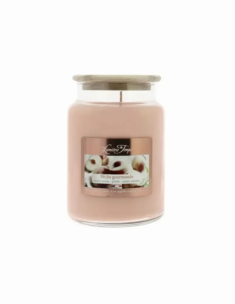 Bougies - Bougie Cire Colorée 670 g Pêche Gourmande - LES LUMIERES DU TEMPS