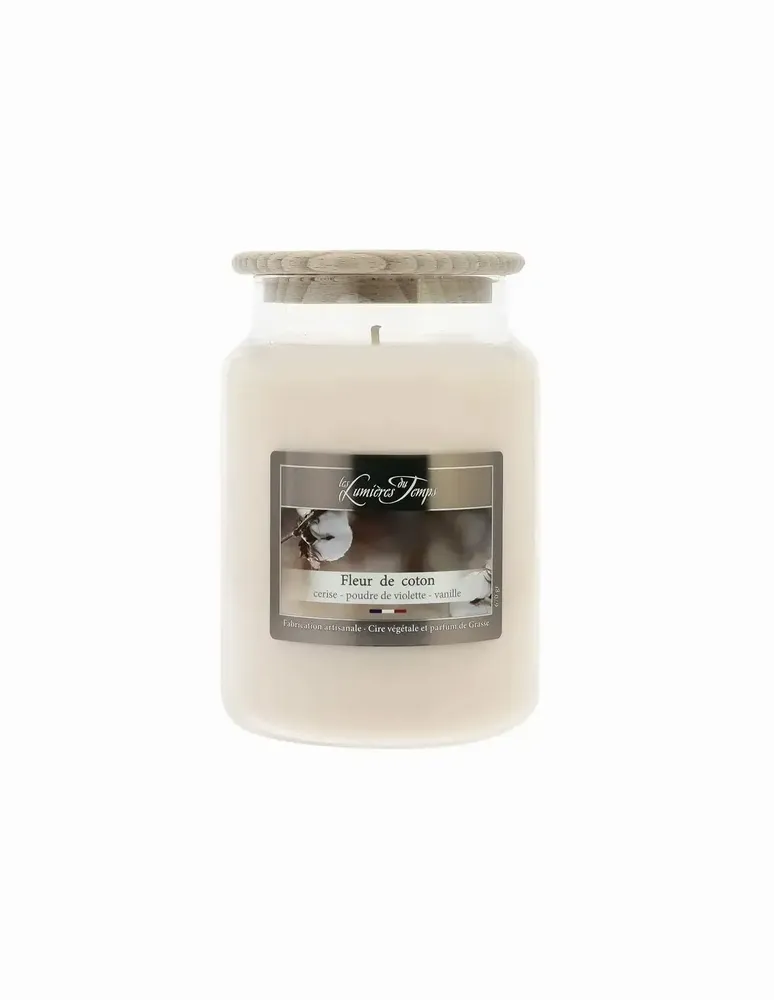 Candles - Colored Wax Candle 670g Cotton Flower - LES LUMIERES DU TEMPS