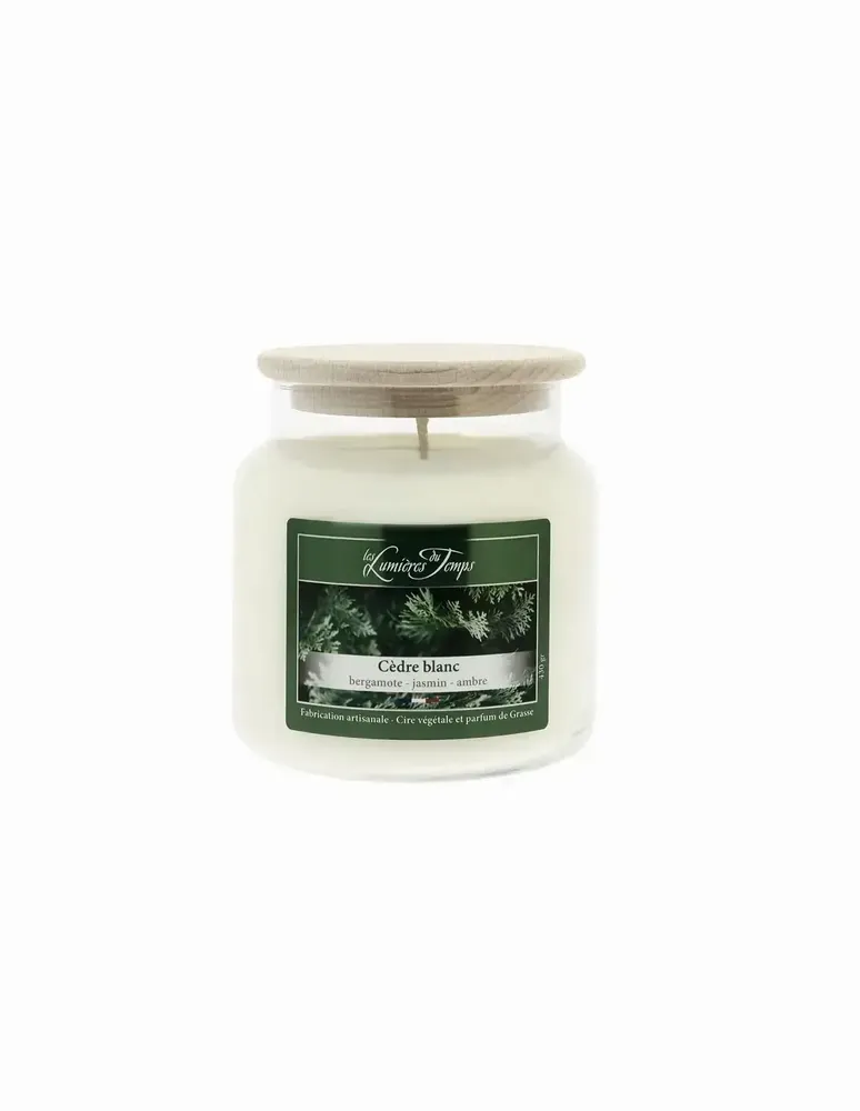 Candles - Colored Wax Candle 430g White Cedar - LES LUMIERES DU TEMPS
