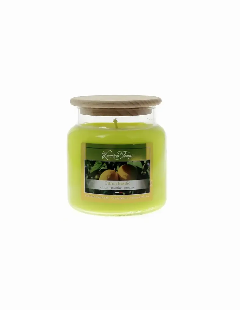 Candles - 430g Lemon Basil Colored Wax Candle - LES LUMIERES DU TEMPS
