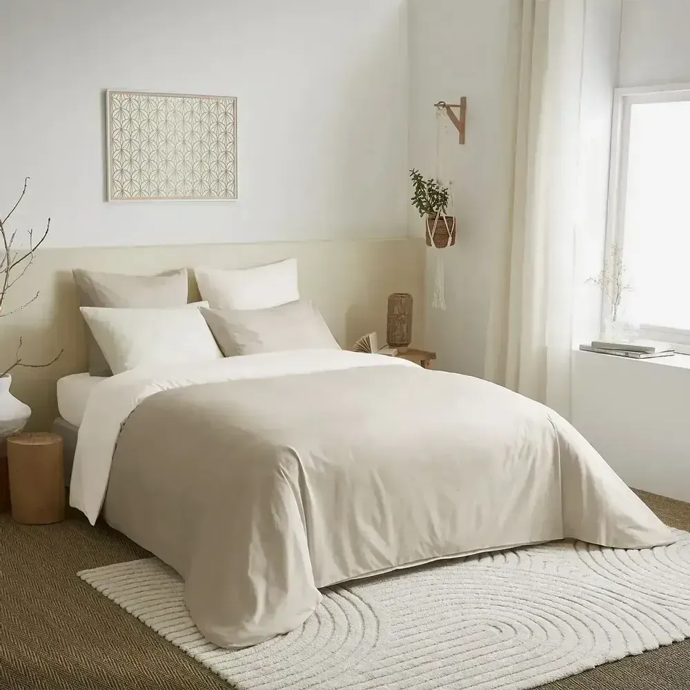 Linge de lit - Housse de couette Percale 240 x 220 cm Pur Coton Peigné Longues Fibres 80 Fils/cm² Perle - COTON PUR