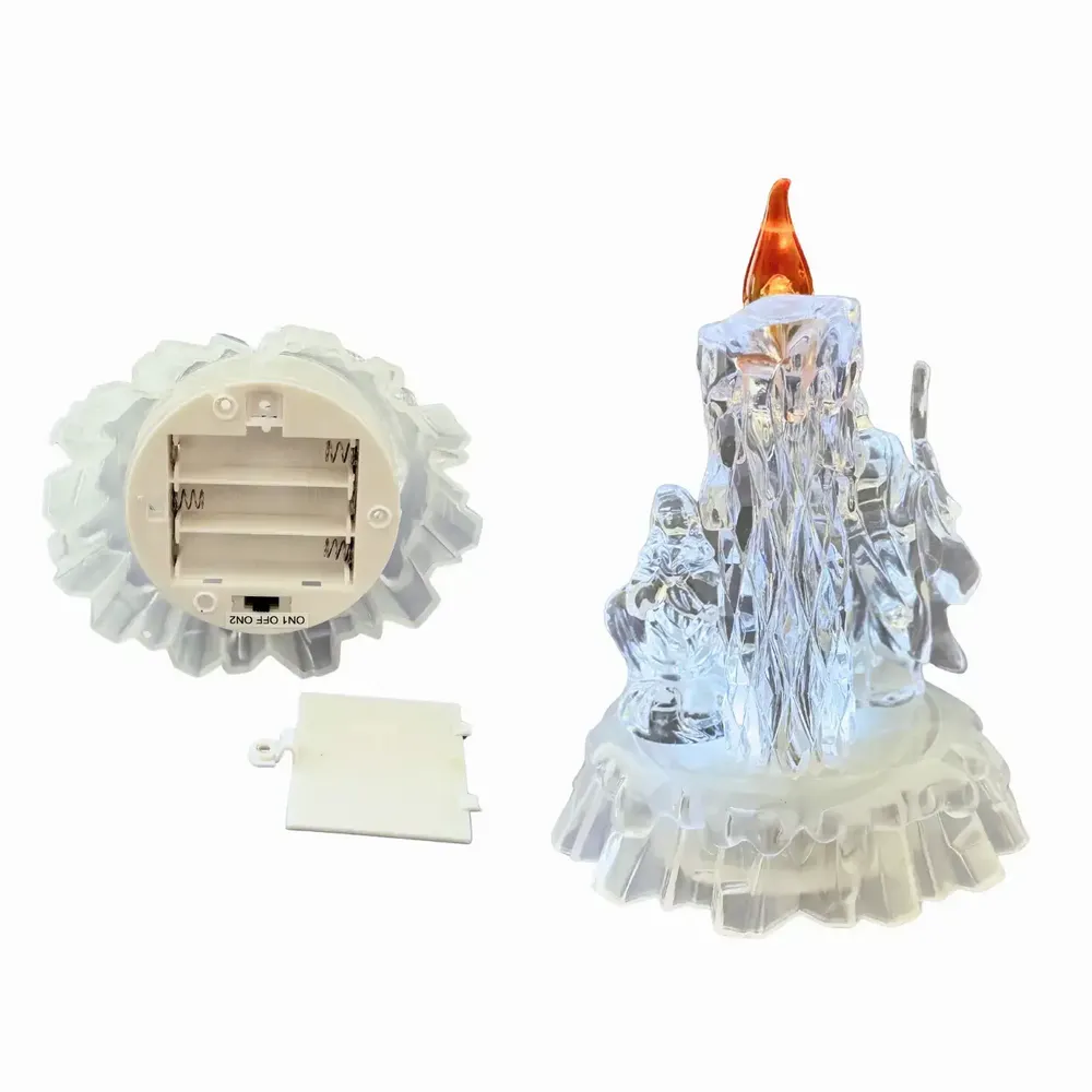 Nativity scenes and santons - Crystal-Style LED Nativity with Candle Light - LES LUMIERES DU TEMPS