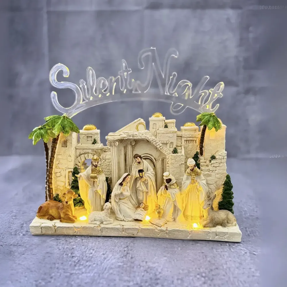 Crèches et santons - Crèche Lumineuse LED – Design Arche « Silent Night » - LES LUMIERES DU TEMPS
