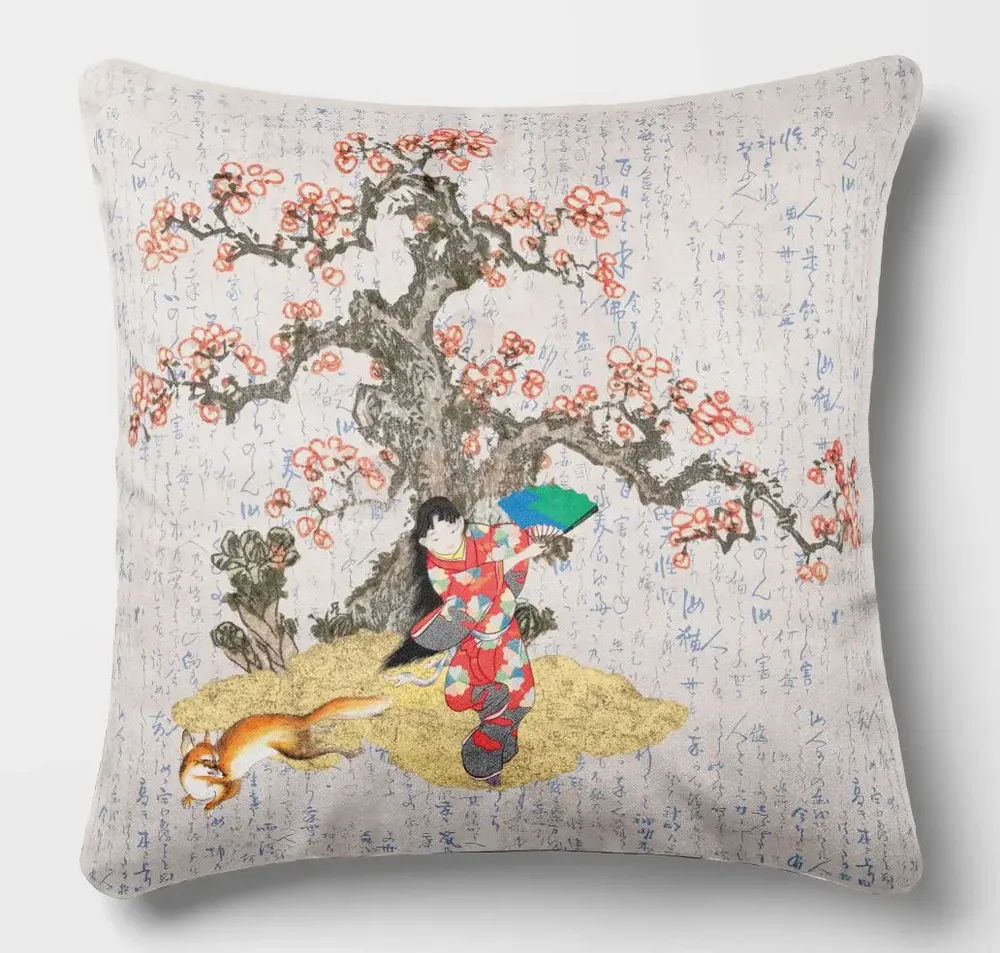 Linge - Splendeurs d'Edo 6 - Housse Coussin Velours 45cm x 45cm - ILARIA.I