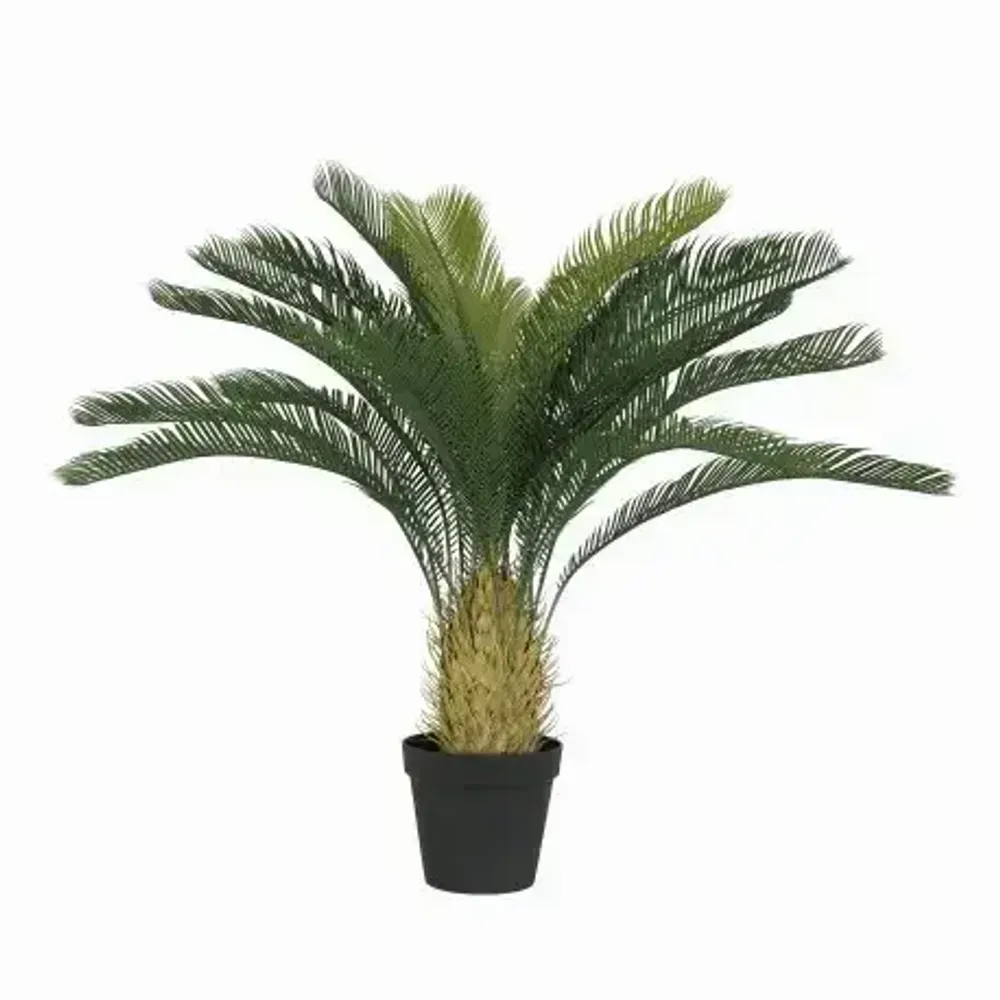 Décorations florales - Cycas artificiel 24 palmes en pot plastique noir - ILARIA.I