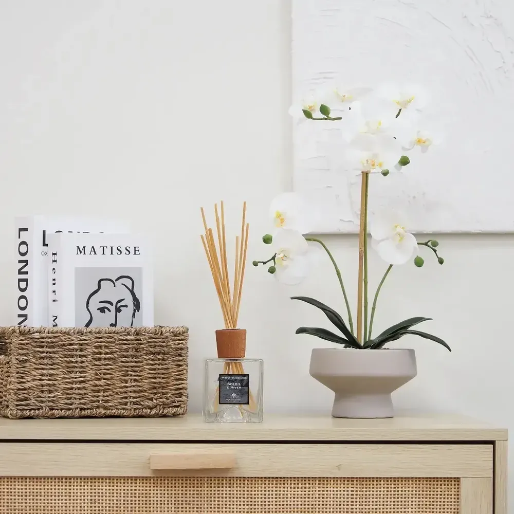 Décorations florales - Orchidée “toucher naturel” en pot céramique - ILARIA.I