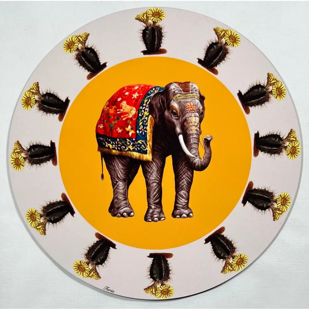 Table mat - Bottle coaster - Elefante Sottobottiglia Rotondo - #05 - MARYNE GUYOT CRÉATIONS