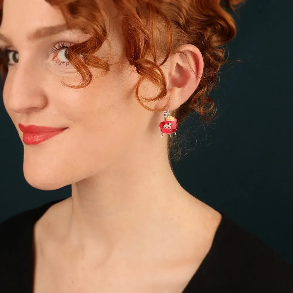 Bijoux - DORMEUSES CHANAPE COULEUR ARGENT ROUGE - ILARIA.I