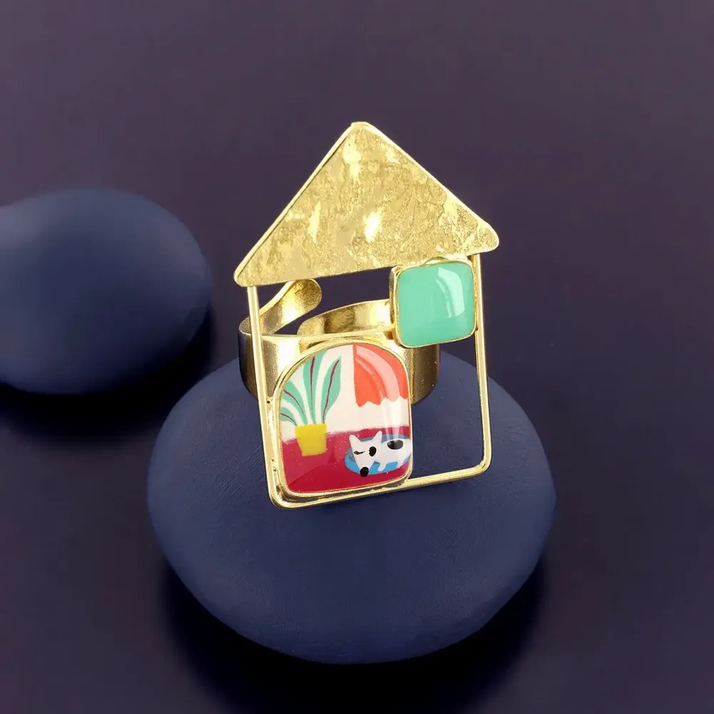 Bijoux - BAGUE CURIEUSE COULEUR DORE MULTI - ILARIA.I