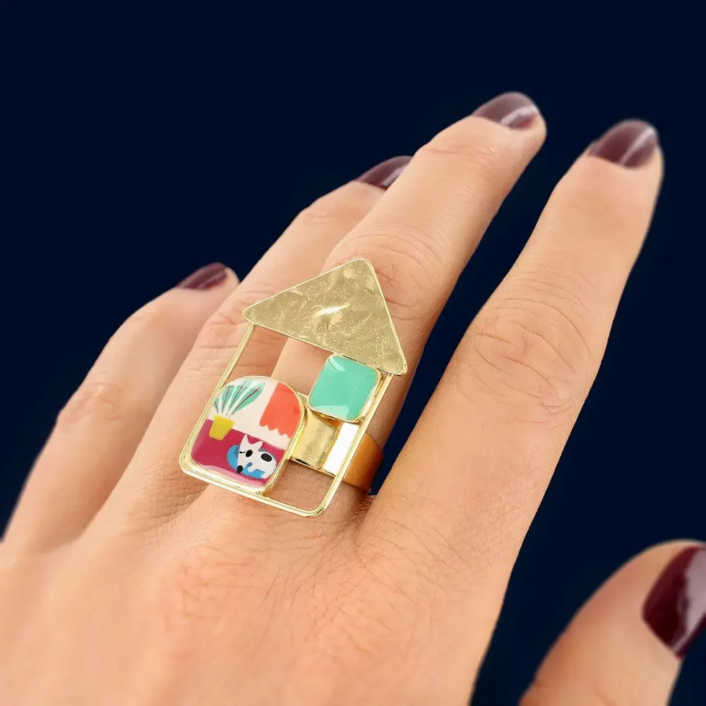 Bijoux - BAGUE CURIEUSE COULEUR DORE MULTI - ILARIA.I