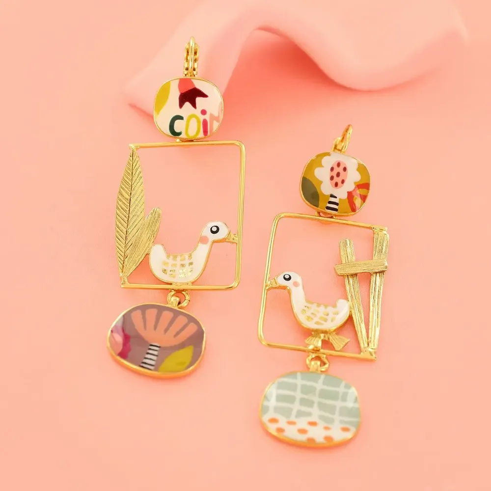 Jewelry - MULTI-COLOR GOLD FEATHER SLEEPERS - ILARIA.I