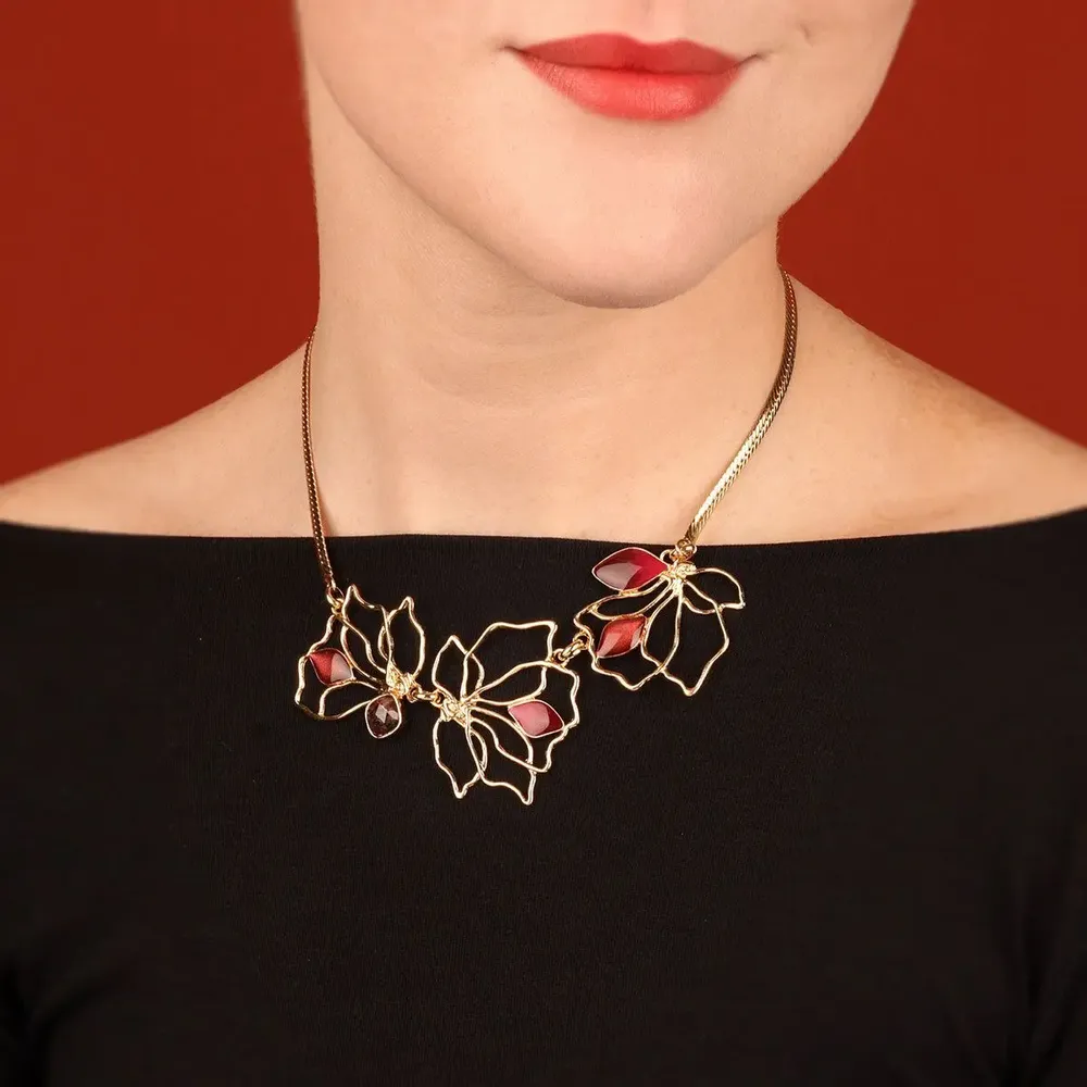 Jewelry - Rose gold hibiscus necklace - ILARIA.I