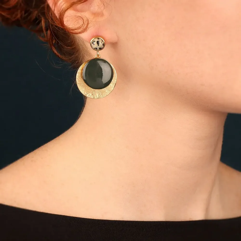 Bijoux - PUCES SOLEDAD COULEUR DORE VERT - ILARIA.I