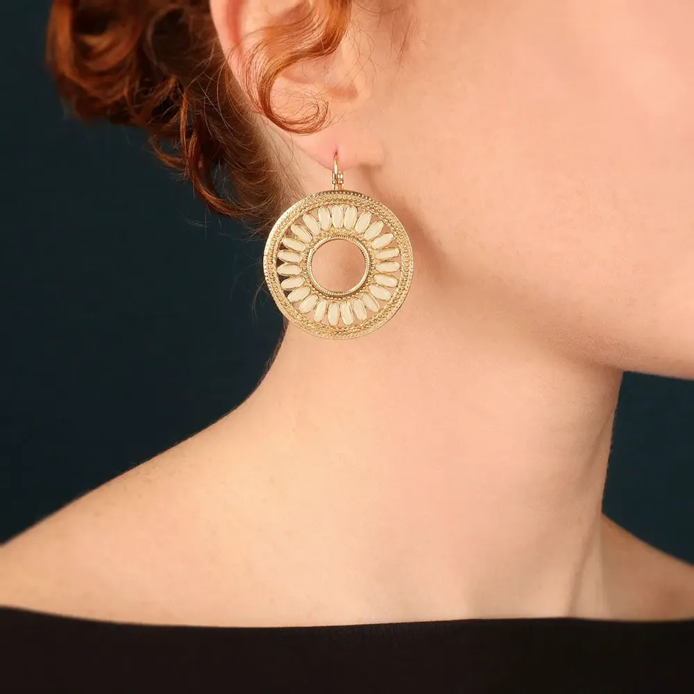 Bijoux - DORMEUSES SOLEDAD COULEUR DORE VERT - ILARIA.I