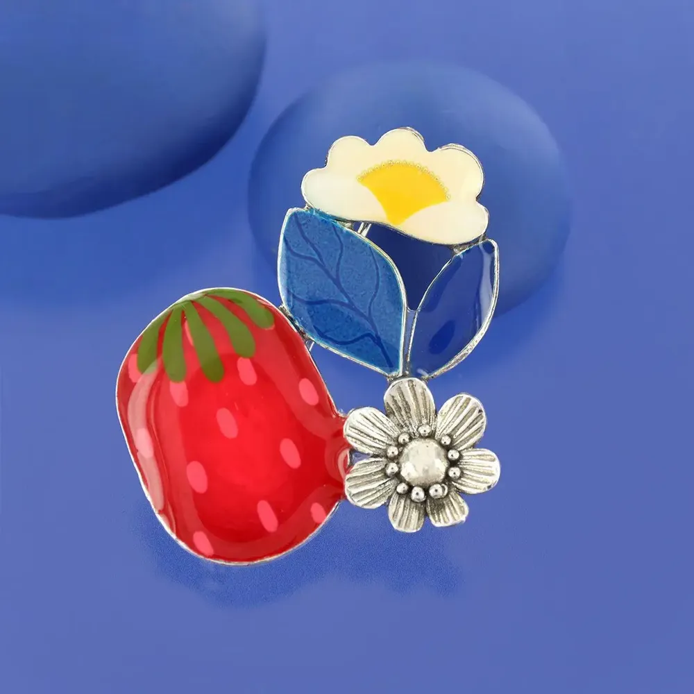 Jewelry - DELICE BROOCH, SILVER AND RED COLOUR - ILARIA.I