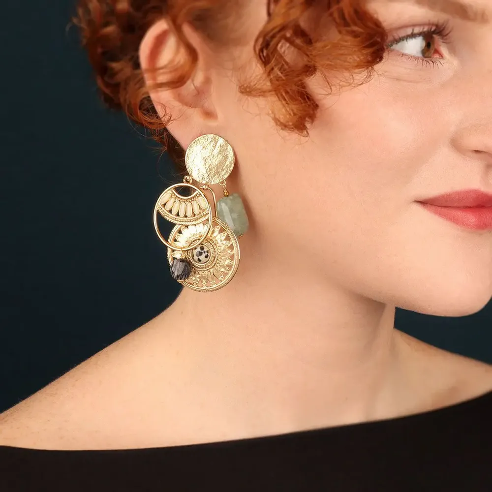 Jewelry - SOLEDAD CLIPS GOLD GREEN - ILARIA.I