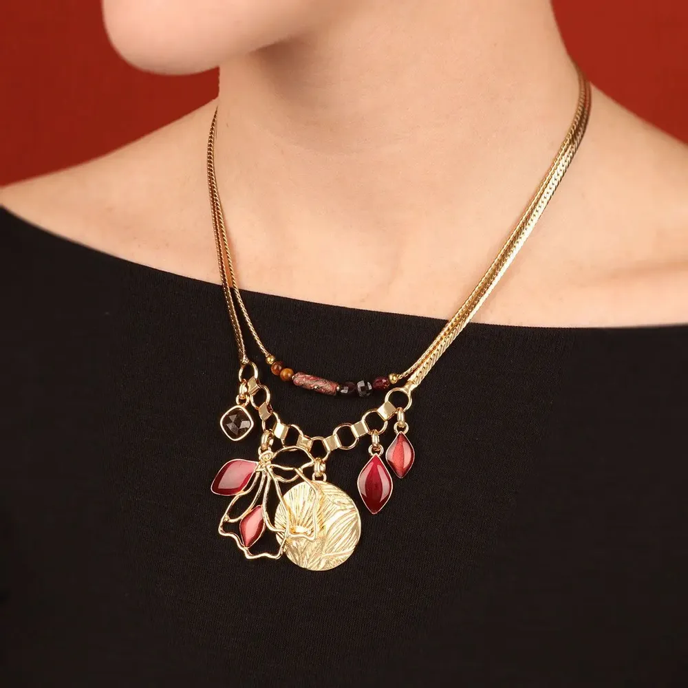 Jewelry - Rose gold hibiscus necklace - ILARIA.I