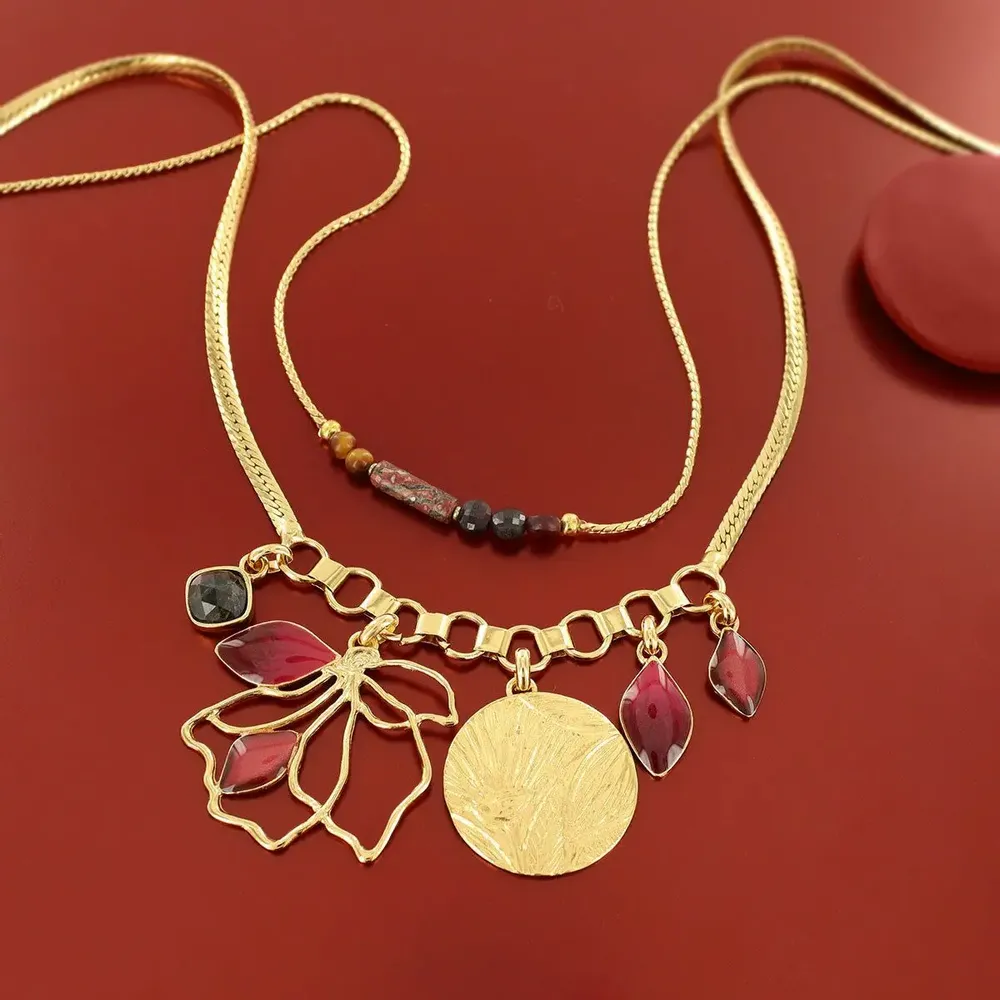 Jewelry - Rose gold hibiscus necklace - ILARIA.I