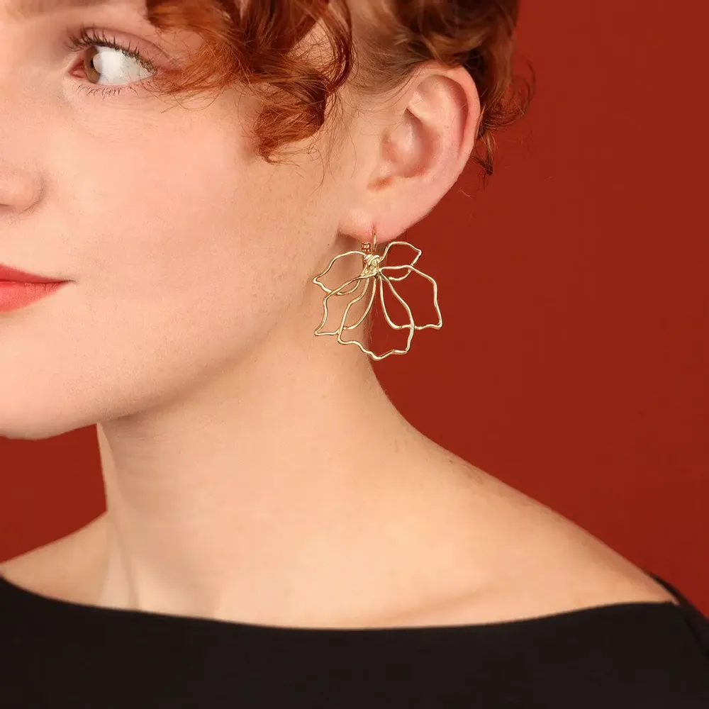 Bijoux - DORMEUSES HIBISCUS COULEUR DORE DORE - ILARIA.I