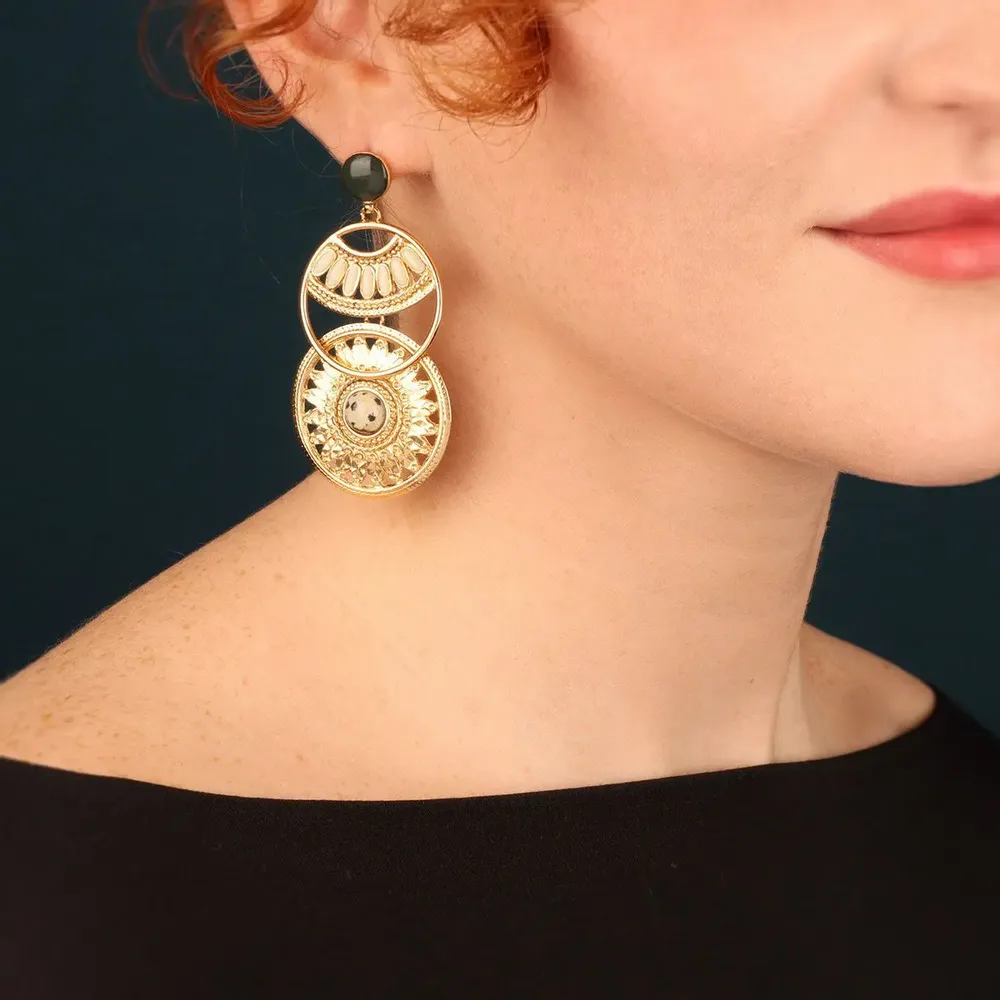 Bijoux - PUCES SOLEDAD COULEUR DORE VERT - ILARIA.I