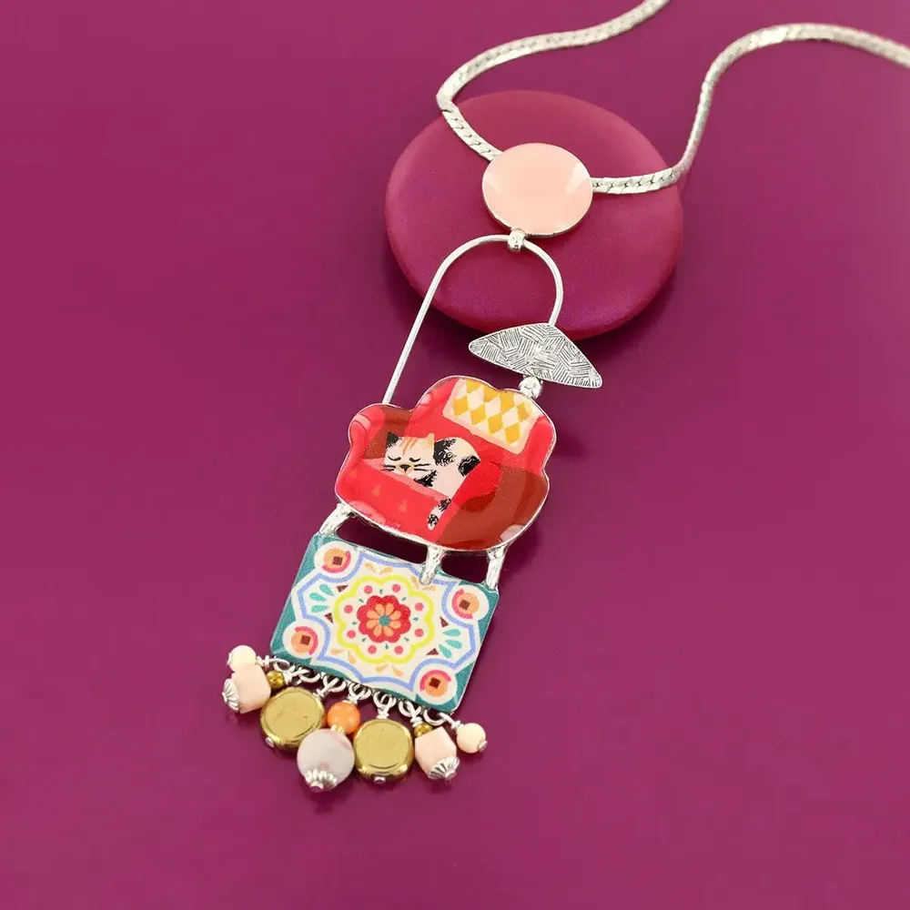 Bijoux - COLLIER CHANAPE COULEUR ARGENT ROUGE - ILARIA.I