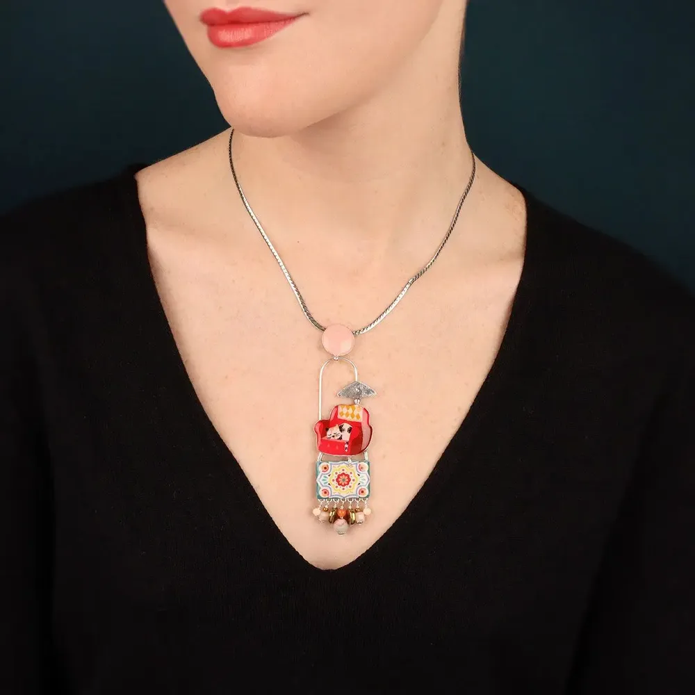 Bijoux - COLLIER CHANAPE COULEUR ARGENT ROUGE - ILARIA.I