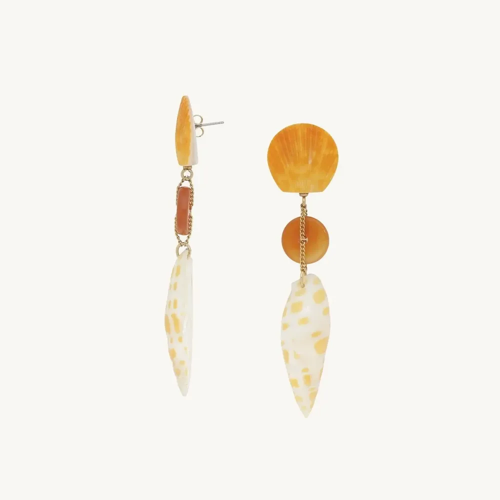 Jewelry - Post earrings with agate ring & shell pendant - Alona - ILARIA.I