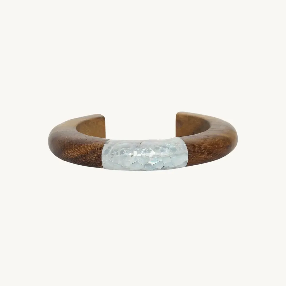 Jewelry - Wood & shell rigid bracelet - Okawa - ILARIA.I