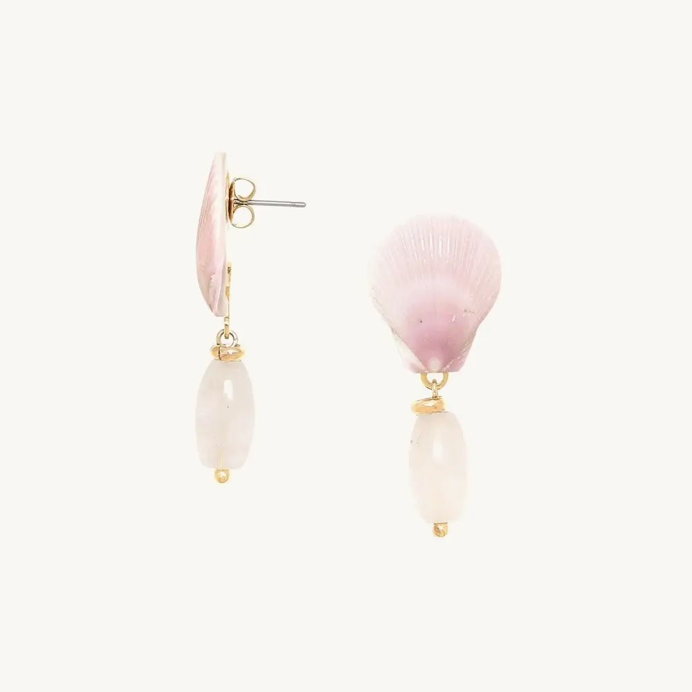 Jewelry - Small post earrings with oval rose quartz - Spiaggia Rosa - ILARIA.I