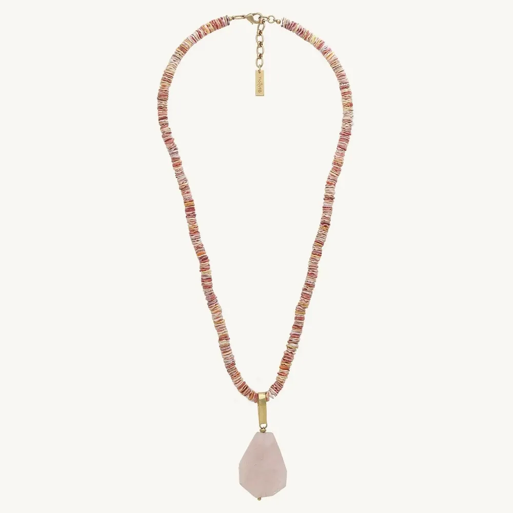 Jewelry - Long necklace with rose quartz pendant - Spiaggia Rosa - ILARIA.I