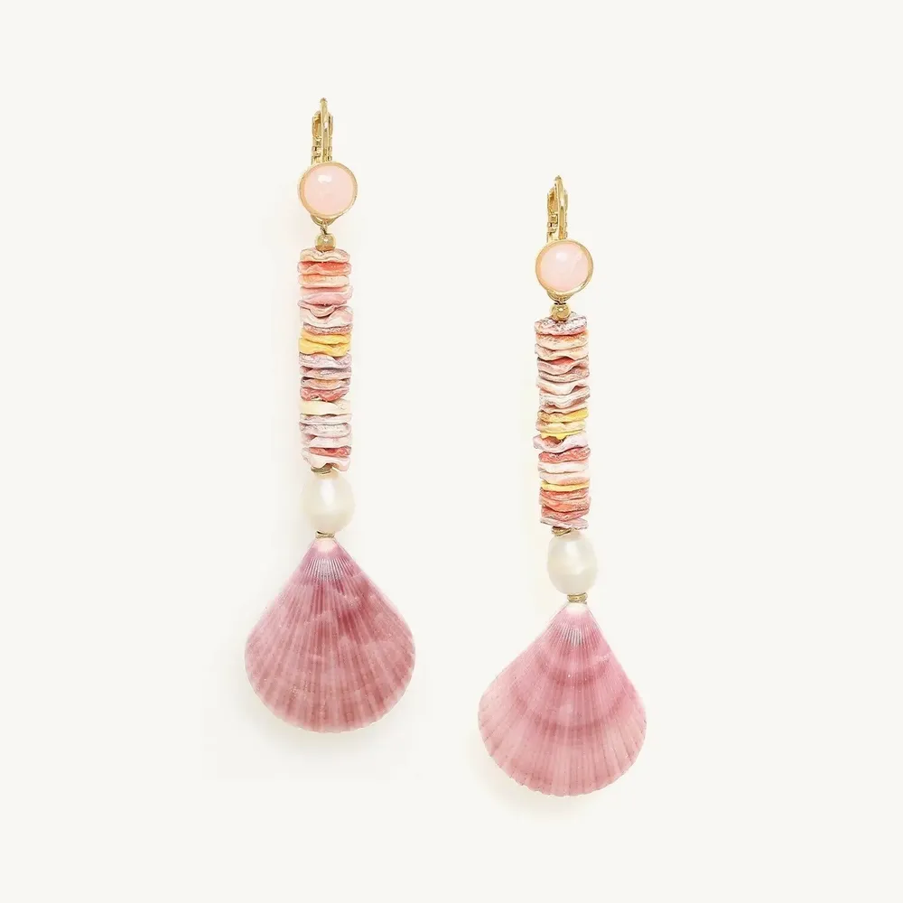 Bijoux - Boucles d'oreilles dormeuses longues - Spiaggia Rosa - ILARIA.I