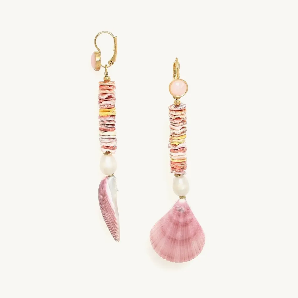 Bijoux - Boucles d'oreilles dormeuses longues - Spiaggia Rosa - ILARIA.I