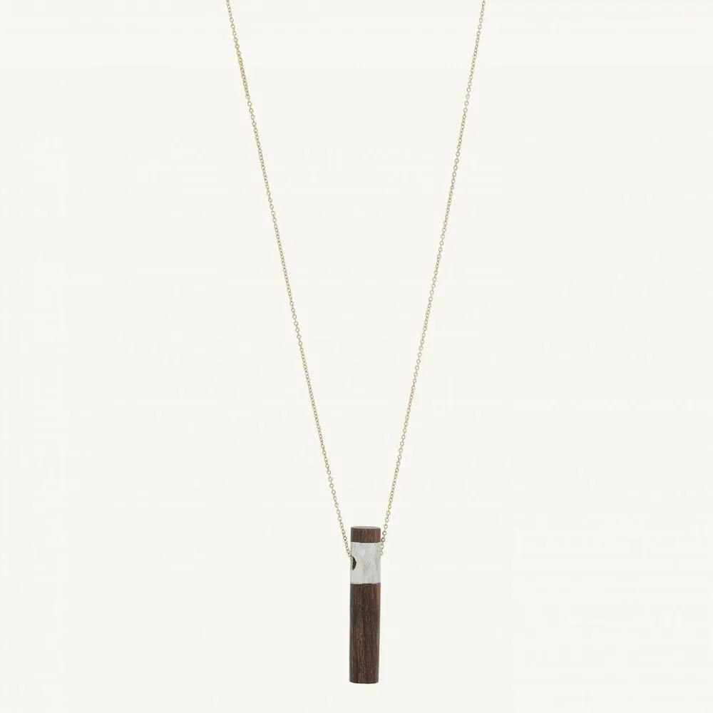 Jewelry - Long necklace with wood & shell tube - Okawa - ILARIA.I