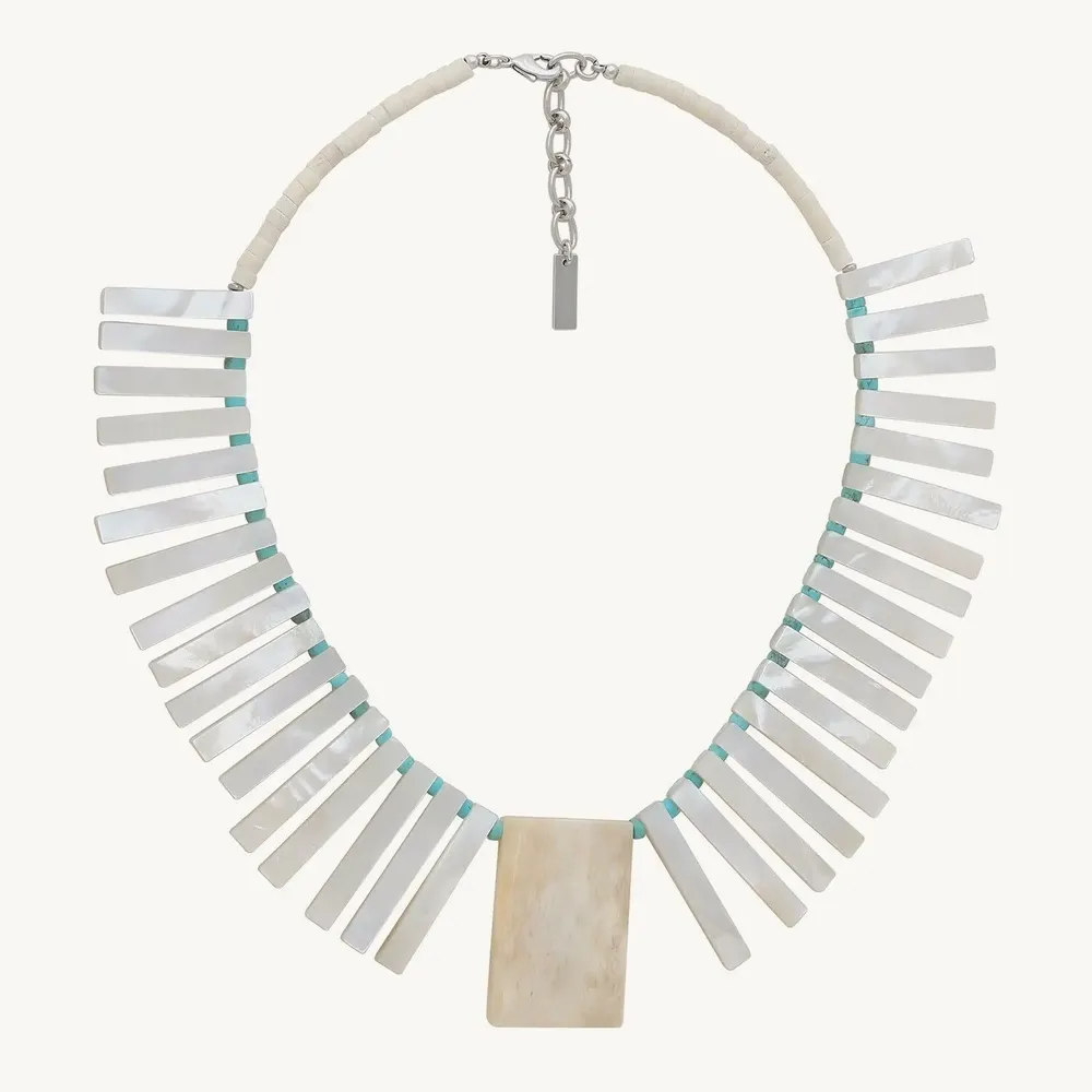Bijoux - Collier plastron batonnets Nacre blanche - Milos - ILARIA.I