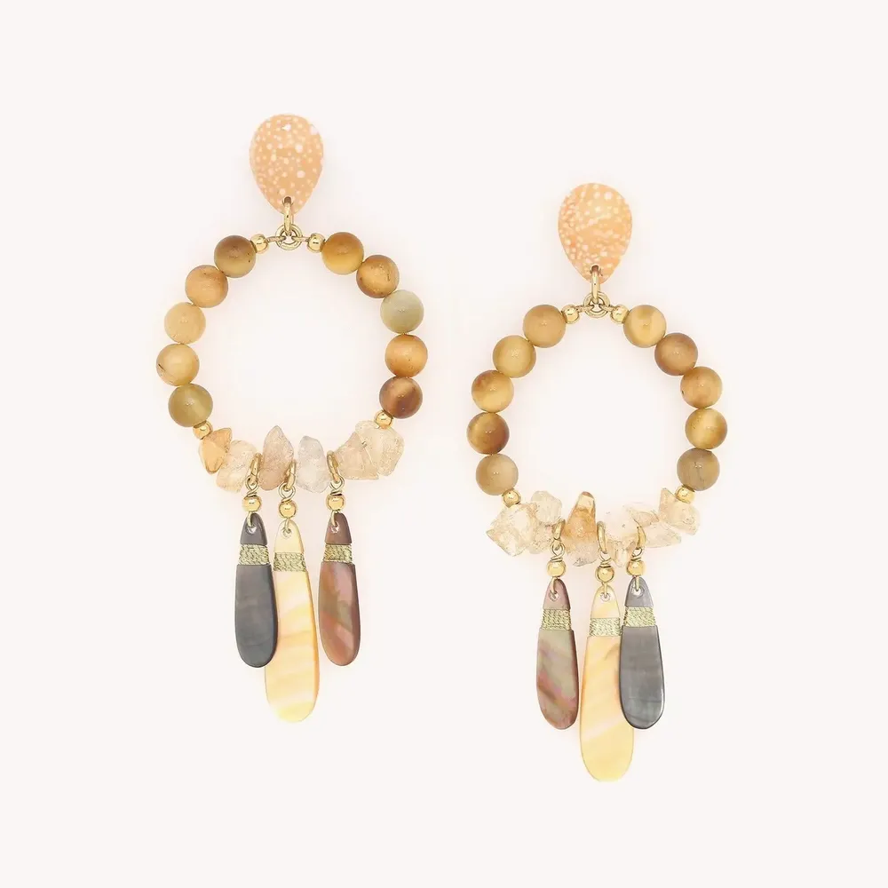 Bijoux - Boucles d'oreilles poussoir gitanes 3 pampilles - Alegria Beach - ILARIA.I