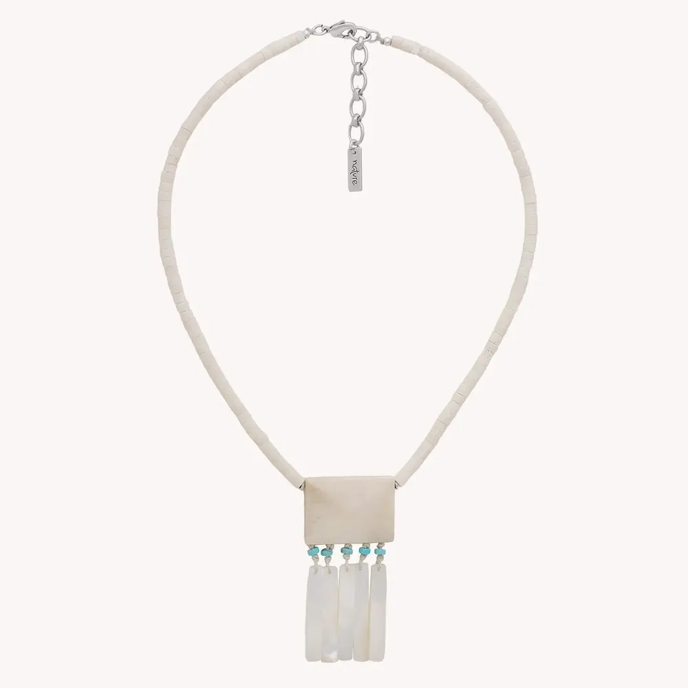 Bijoux - Collier pendentif os et nacre blanche - Milos - ILARIA.I