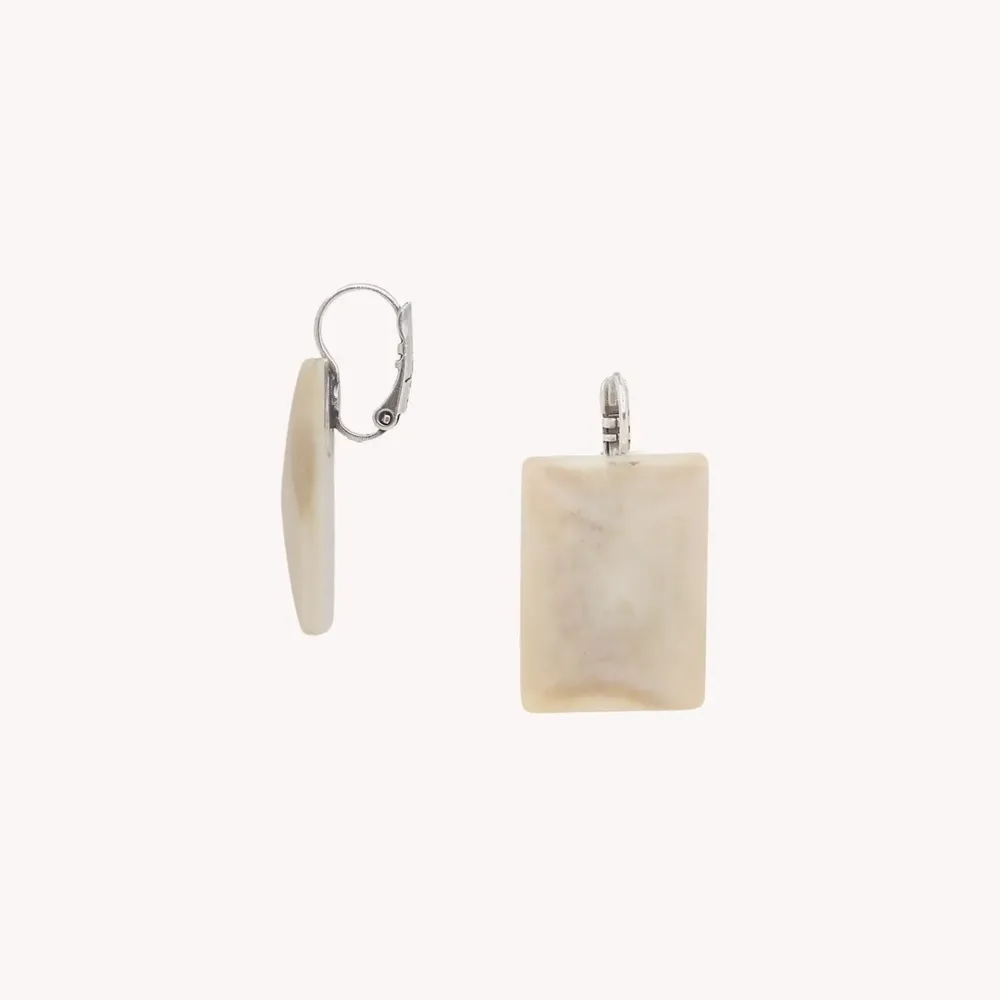 Bijoux - Boucles d'oreilles dormeuses rectangle os - Milos - ILARIA.I