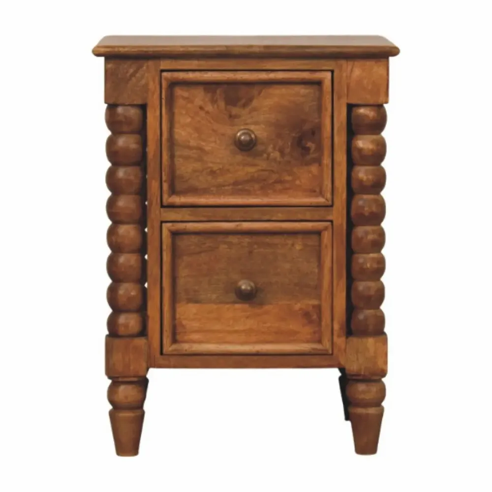 Night tables - Artisan Furniture Solid Wood Barley Twist 2-Drawer Bedside - ILARIA.I