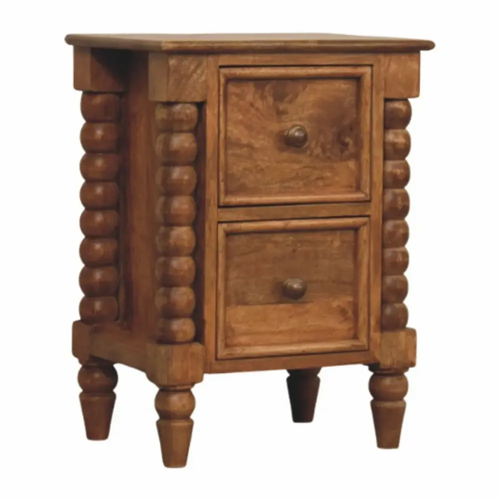 Night tables - Artisan Furniture Solid Wood Barley Twist 2-Drawer Bedside - ILARIA.I